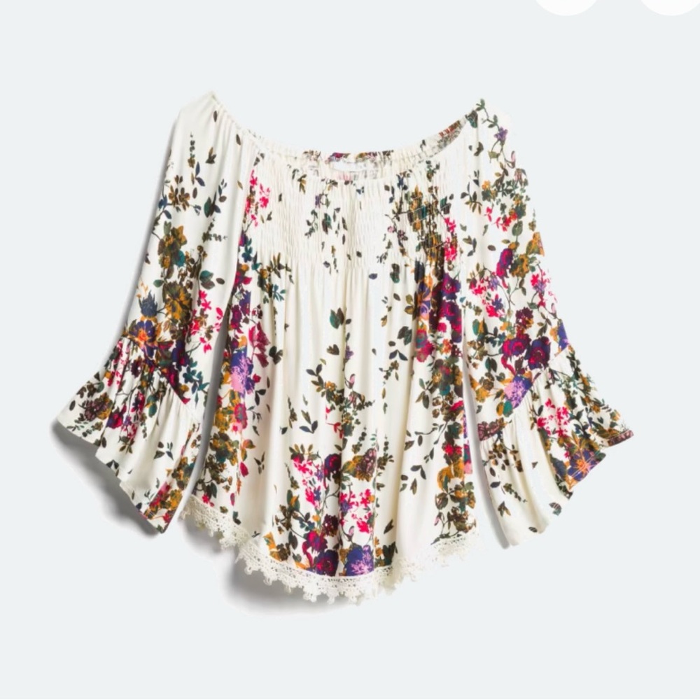 Luq Crochet Detail Smocked Top